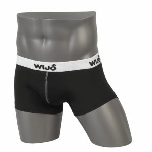 Boxer negro para hombre con cierre frontal metálico y cinturilla blanca WIJO